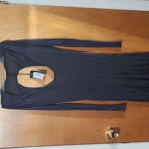 Dark blue spandex dress.